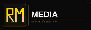 RM Media logo with yellow RM initials in a box and white text reading MEDIA and Creative Solutions on black background